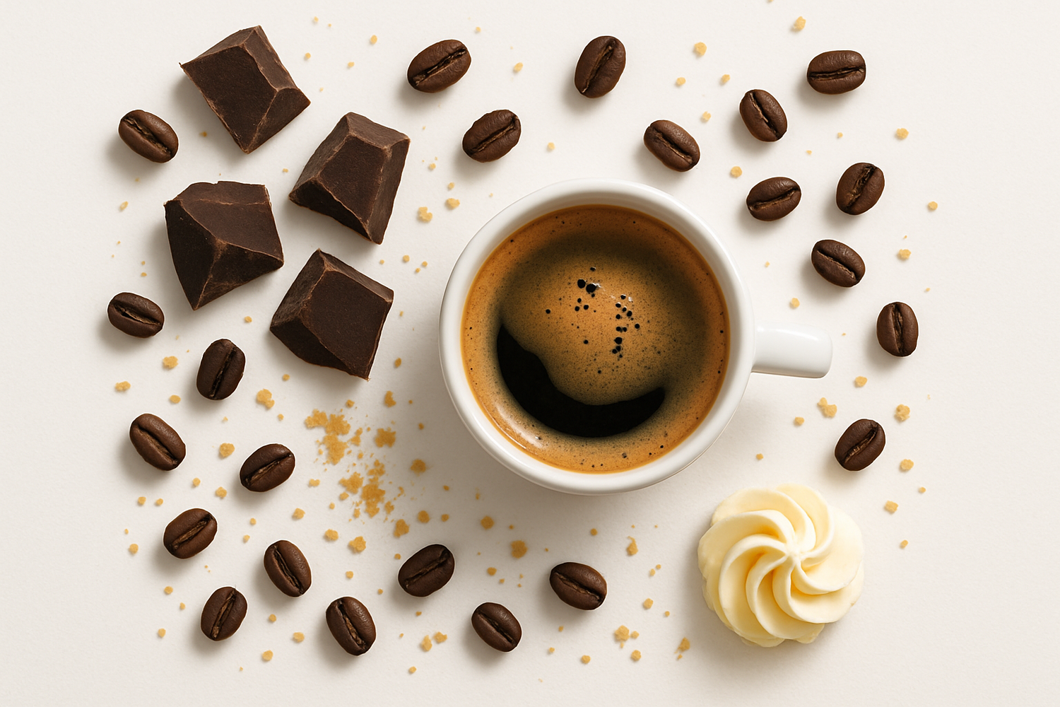 Cacao Espresso is a rich and indulgent fragrance with notes of  Whipped Buttercream, Roasted Coffee, Cacao, Brown Sugar 